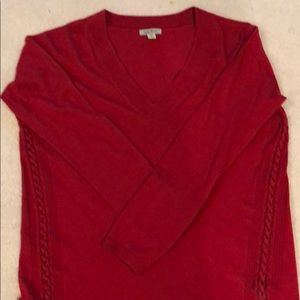 V neck red sweater